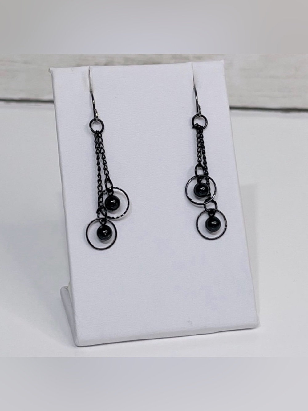NEW Black Metal Orbit Drop Earrings